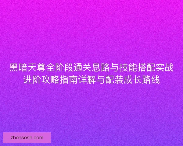 黑暗天尊全阶段通关思路与技能搭配实战进阶攻略指南详解与配装成长路线